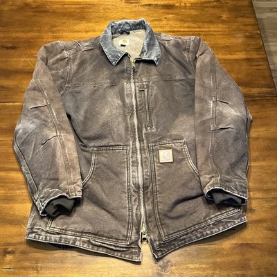 Vintage Carhartt C61 DKB Sandstone Ridge Jacket Men s Size M Sherpa Distressed
