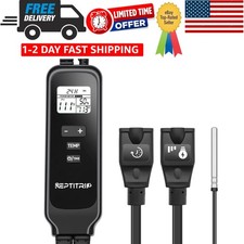 2 in 1 Reptile Dimming Thermostat with 2 Socket for Timer  Heating Control, ...