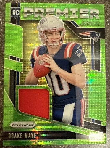 2024 Panini Prizm - Premier Jerseys Drake Maye, Neon Green Pulsar Prizm (MEM,RC)