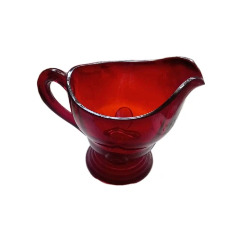 New Martinsville Glass MOONDROPS Ruby Red Individual Footed Creamer