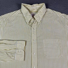 VINTAGE Brooks Brothers Makers Button Shirt Mens 17-5 Green Striped USA Made