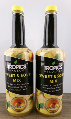 Lot of 2 Tropics Mixology Sweet And Sour Cocktail Mix, 1 Liter Bottles, New S3