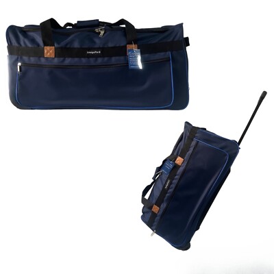 Amigo Pack 28  Rolling Airlines Approved Soft 50LB Duffle Bag (Navy Blue)