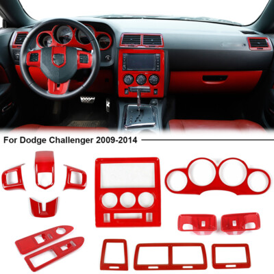 13x Interior Set Console Cover Trim Stickers Kits for Dodge Challenger 09-14 Red