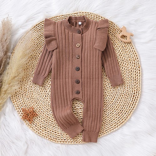 Neugeborenes Baby Mädchen Kleidung gerüschter Strampler Overall Strick Body Outfits Set - Bild 7 von 16