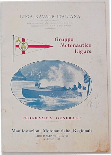 Manifestazioni Motonautiche R.li Lido d&#039;Albaro Genova 1927 Programma (Motoscafi)