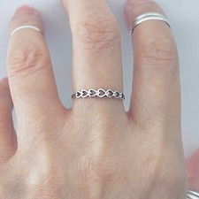 Sterling Silver Sideway Little Heart Ring, Silver Rings, Love Hearts, Stackable