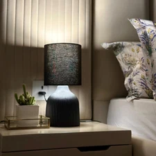 Modern Bedside Black Ceramic Table Lamp, Side Table Lamp, LED Bulb Not Included