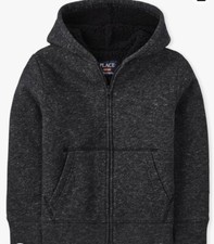 The Children's Place Boys Marled Sherpa-Lined Zip-up Hoodie in Black Size 10-12