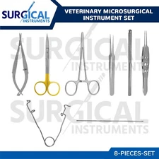 8 Pcs Veterinary Microsurgical Instruments Set Surgical Kit German Grade