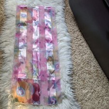 Ladies Scarf Long Satin Pastel Floral Sheer