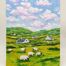 Ireland Oil Painting Irish Countryside Original Art Abstract Landscape Impasto