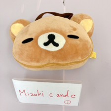 San-x Rilakkuma Face MD Pouch Brown Bear Face Sleeping Fluffy Dot Plush Rare JP
