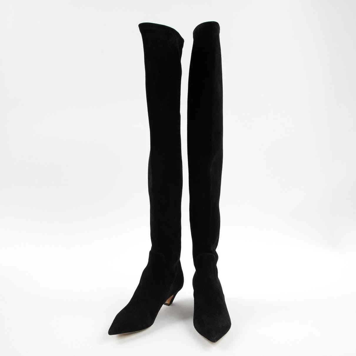 Dior Pointed Toe suede over the knee black boots Size 37