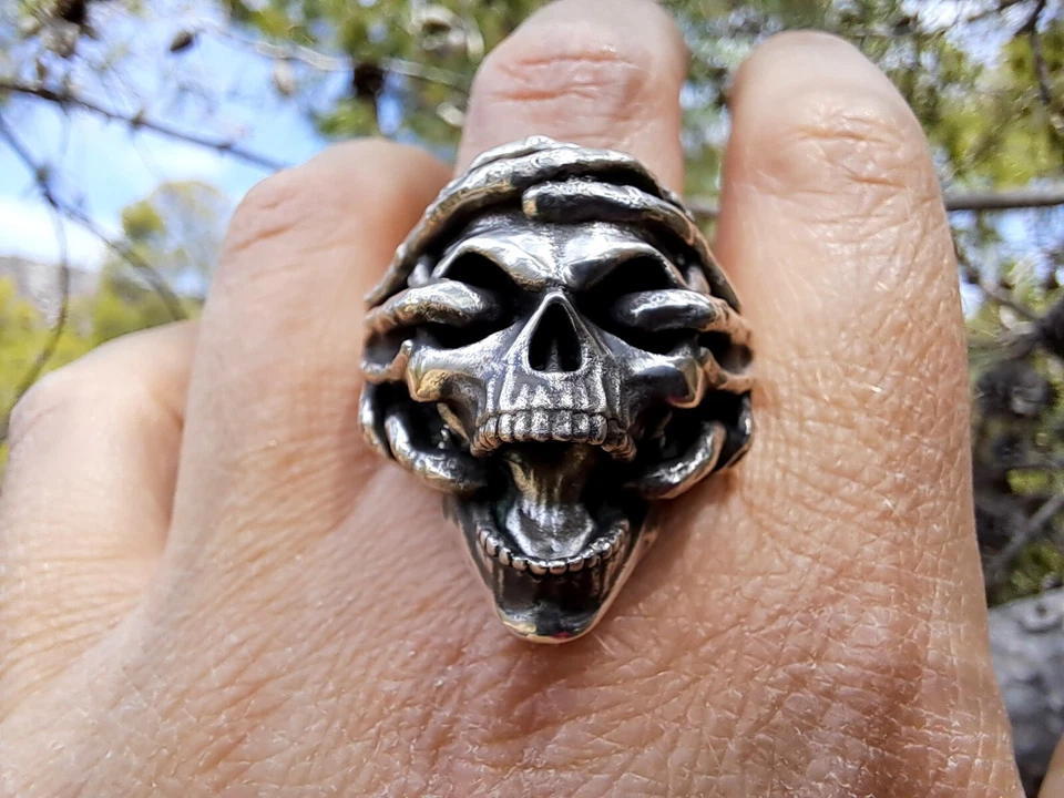Anel esqueleto caveira prata esterlina 925 - Imagem 4 de 4