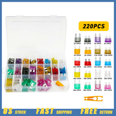 220Pcs Car Blade Fuse Kit Assortment Blade Set For Car Truck SUV ATV Motocycle