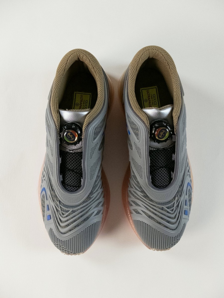 GUCCI Ultrapace R gray & pink transparent sole low sneakers 9.5 US 
