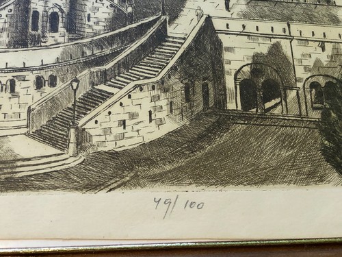 Hungarian Halászbástya Fisherman's Bastion Colored Etching Print - Rudolf Blahos - Picture 4 of 9