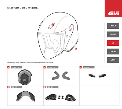 Z2245R GIVI Coppia meccanismo visiera completo CASCO JET 20.9 FIBER JET  GLIESE | eBay