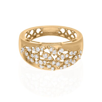 Spectrum 18k Gelbgold Pavé Diamant Ring Cluster Dome 0.40 Ct Rund