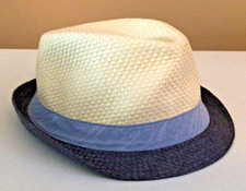 Toddler Boy Easter Spring Fedora Dress Hat Straw and Blue 3T-5T
