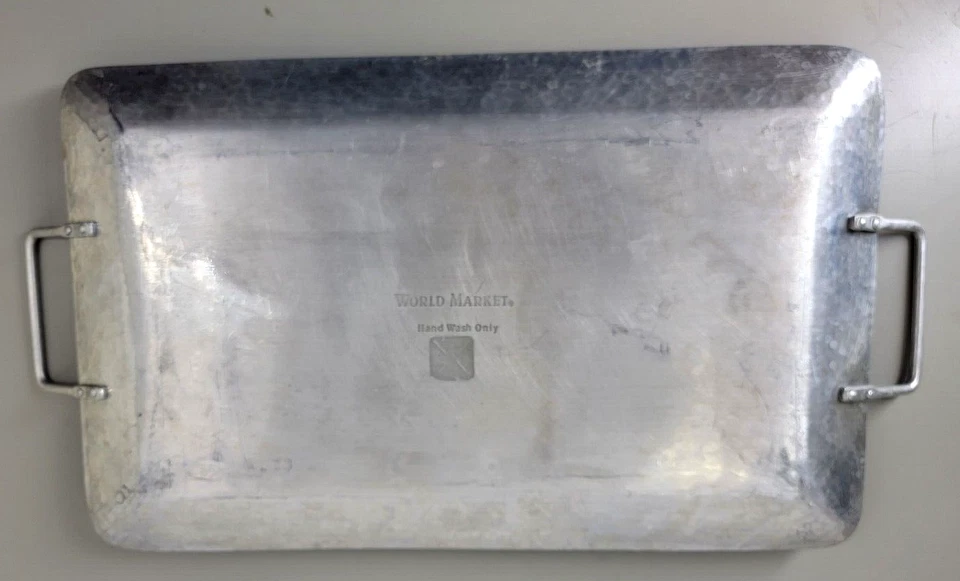 World Market Serving Tray 18x11.5" with Handles, Hammered Sterling Silver - Image 4 of 4