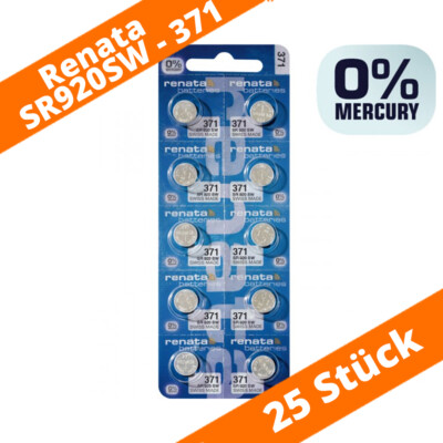 25 x Renata 371 SR69 SR920SW AG6 1,55 V Silberoxid Knopfzelle Uhrenbatterie