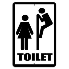 Toilet Peeping Funny Sign - Humorous Bathroom Wall Decor