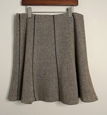 Lauren Ralph Lauren Women's 10 Wool Blend Faux Leather Trim Flowy Short Skirt