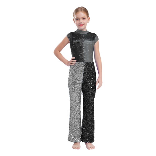 Kids Girls Leotard Sleeveless Bodysuit Modern Unitard Ballet Jumpsuit Hip Hop - Picture 18 of 36