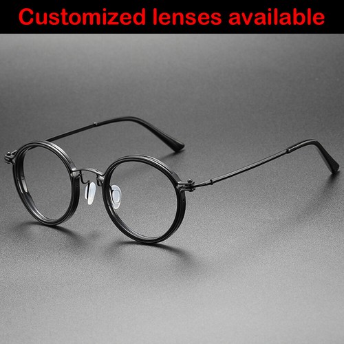 51mm Women Men Titanium Eyeglass Frames Retro Round Exchange Lens A