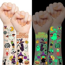 Glow In The Dark Temp Tattoos - 30 Sheets 404pc - Halloween Theme - USA SELLER