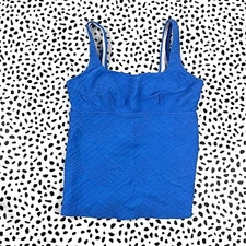 Lands End Textured Royal Blue Square Neck Tankini Regular 8 SWIM TOP 497522