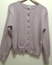 Vtg Gallagher Womens Shetland Wool Cable Knit Soft Size XL Cardigan  Lavender 