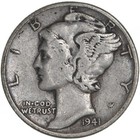 Silver Mercury Dime on the end of a 50-coin Mixed Indian / Wheat Roll 18y — photo 4