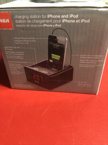 RCA RC127i Clock Radio Dual Wake Digital Tuner Charging Station - Picture 4 of 5