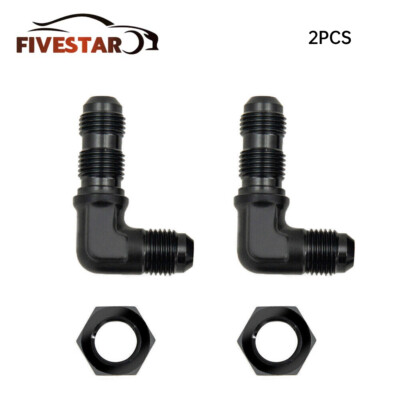 2PCS 6AN 8AN 10AN Male to Male 90 Degree Bulkhead Adapter Fitting with Nut