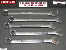 Craftsman 5pc LARGE Metric/mm Open/Box Combination Wrench Set 12pt Tools w 25MM