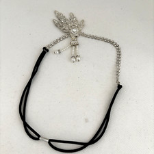 Flapper style pearl and rhinestone headband leaf design pearl tassel rhinestone