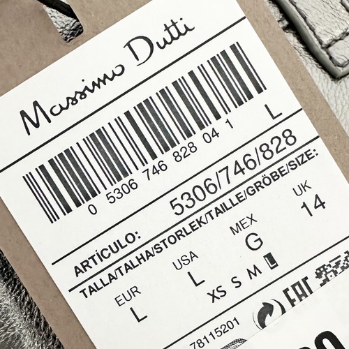 Massimo Dutti Metallic Leather Pants High Waist Straight Leg Silver Size L NWT - Picture 11 of 14