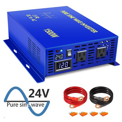 XYZ INVT 1500W Pure Sine Wave Inverter 24v to 120v Home Solar Power Converter