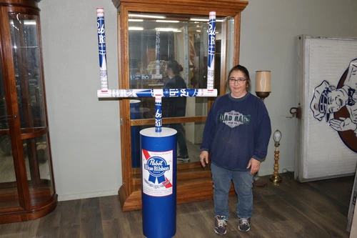 Large 73" Vintage PABST BLUE RIBBON Beer Football Field Post Goal Display Sign