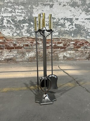 Vintage Adams Co Dubuque, IA Fireplace Firepoker Iron And Brass