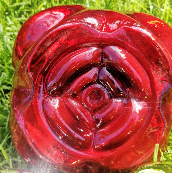 Xxl RosenblüTe Glaskugel BlüTe Rosenkugel Glas Rot Gartenkugel Rose Bauernsilber-image