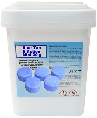 Chlortabletten Blue Tab 5 Action  Mini 20 g Chlor 5 kg Chlortabs Poolpflege Pool