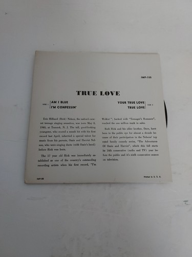 45 RPM Vinyl Record Ricky Nelson True Love EP IMP-155 VG - Picture 3 of 7