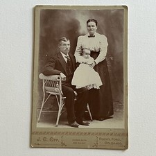 Antique Cabinet Card Photograph Lovely Family Man Woman Baby Rocky Ford CO
