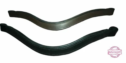 REPLACEMENT HIGH QUALITY GENUINE PLAIN  LEATHER BROWBAND U SHAPE  BLACK~BROWN
