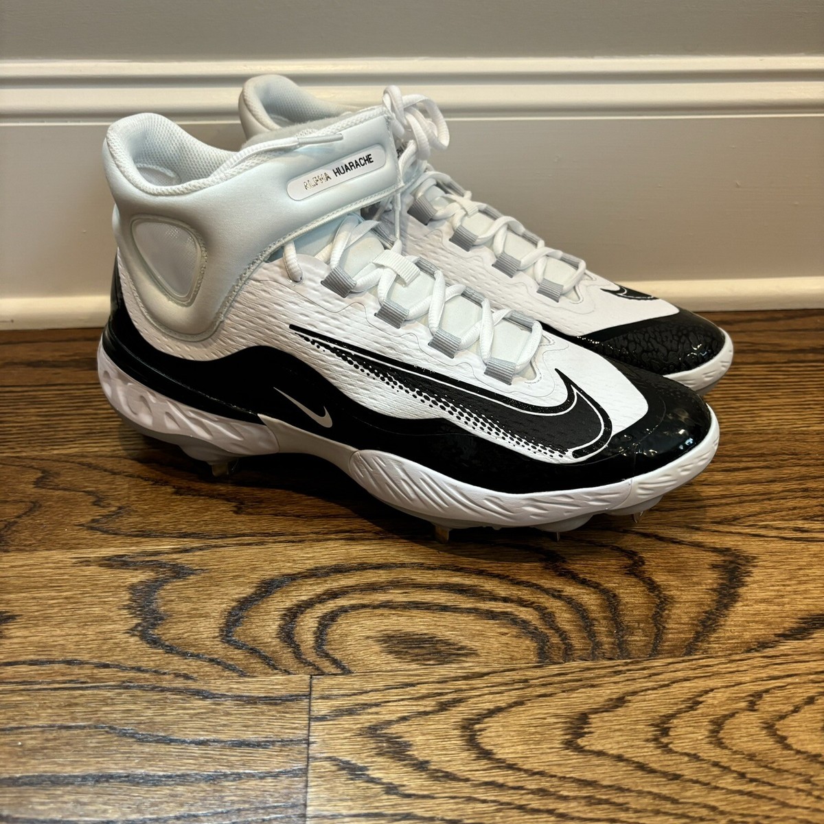 Size 12 - Nike Alpha Huarache Elite 4 Mid White Black Blue Tint