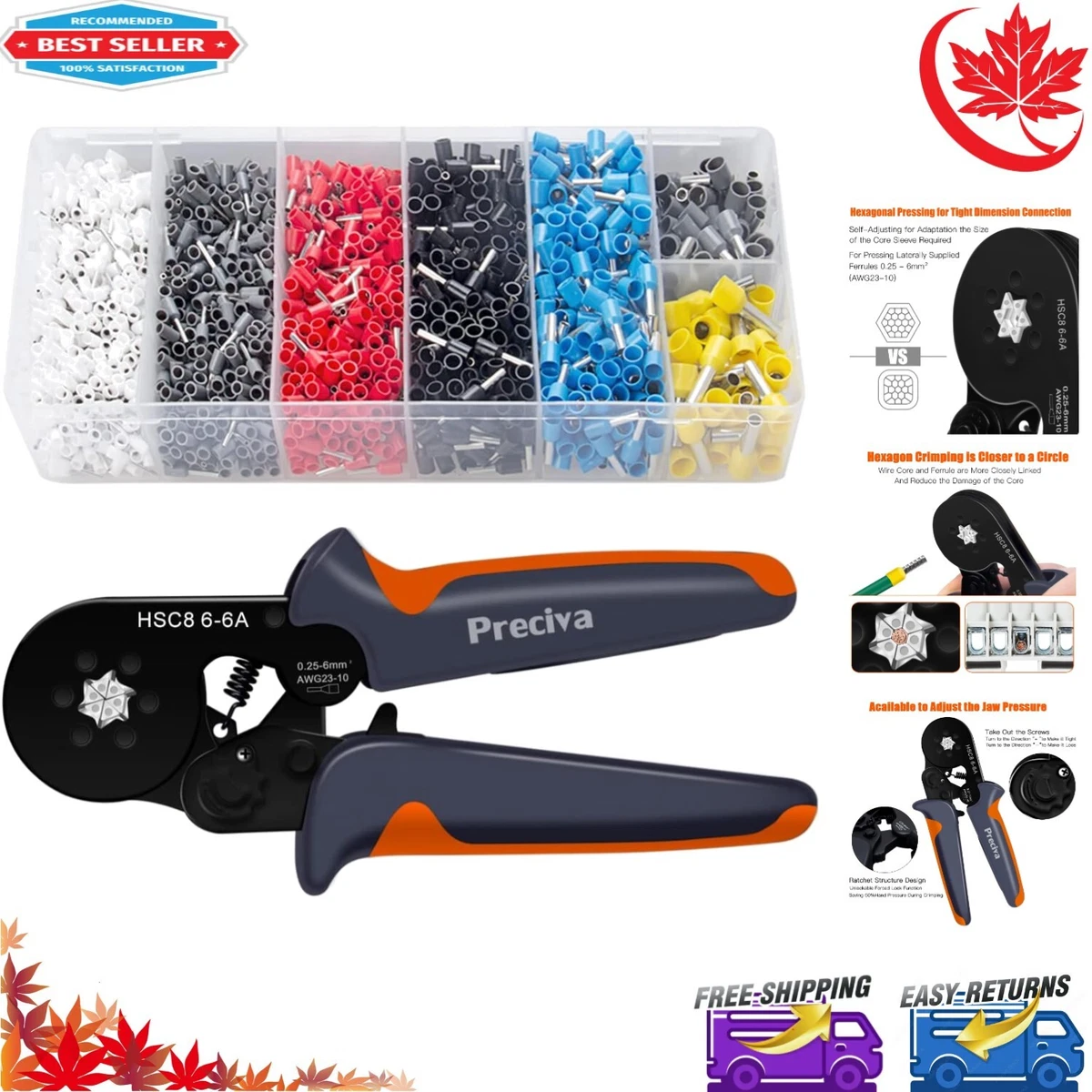 Premium Ferrule Crimping Tool Kit Ratchet 1900PCS Wire